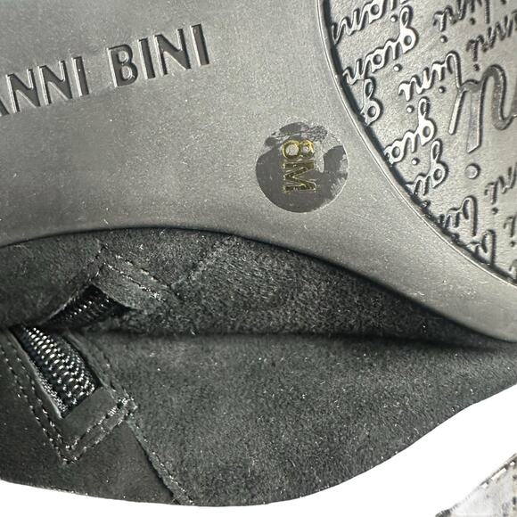 Gianni Bini Black Suede Leather Ankle Boots Block Heel Zip Size 8M - Picture 7 of 11